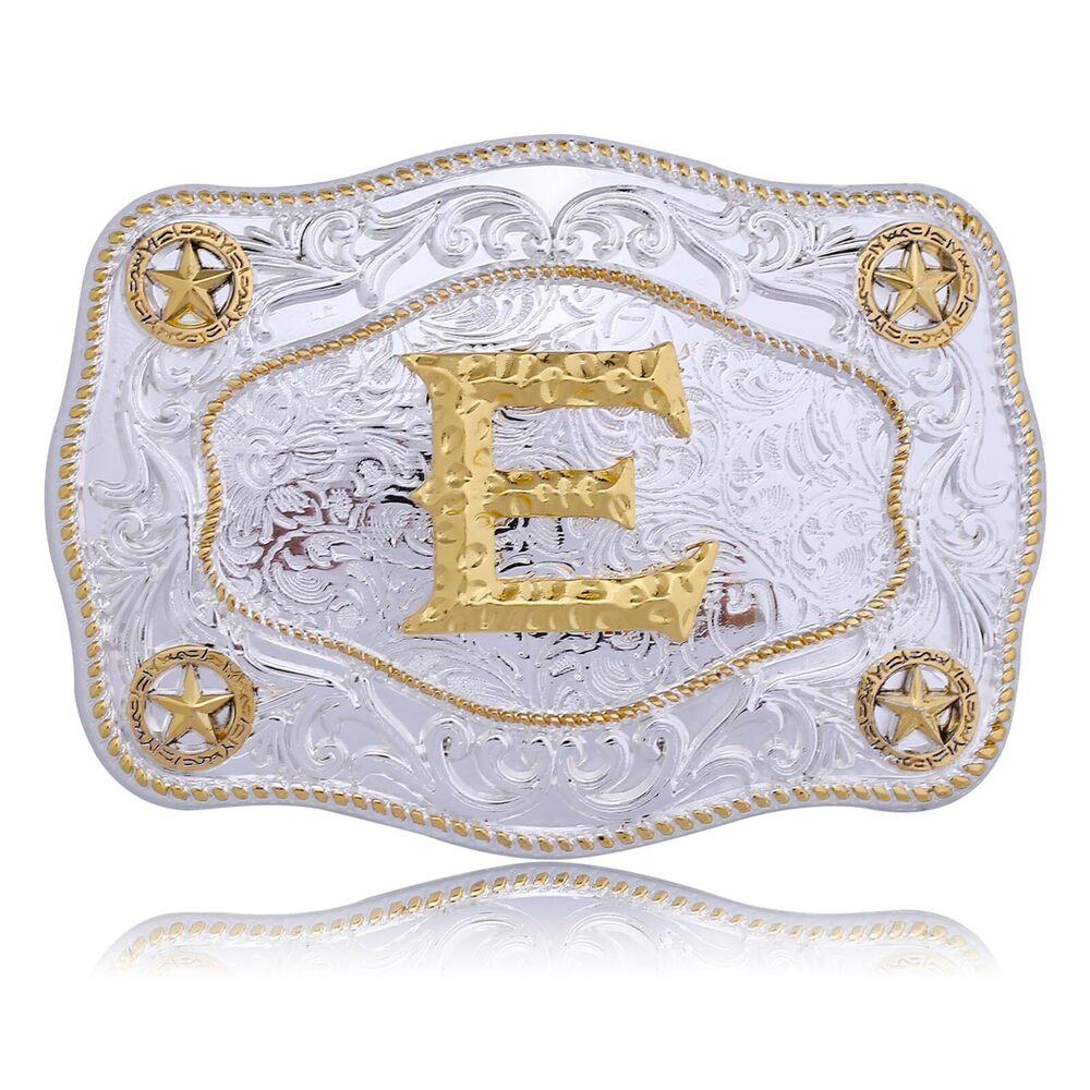 5543 Western Belt Buckles Initial Letters ABCDJMR to Z Large Gold Rodeo